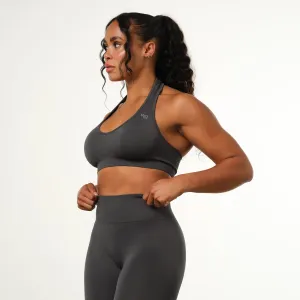 High Neck Elastic cuffs Vanquish Elevate Seamless Charcoal Halter Neck Bra
