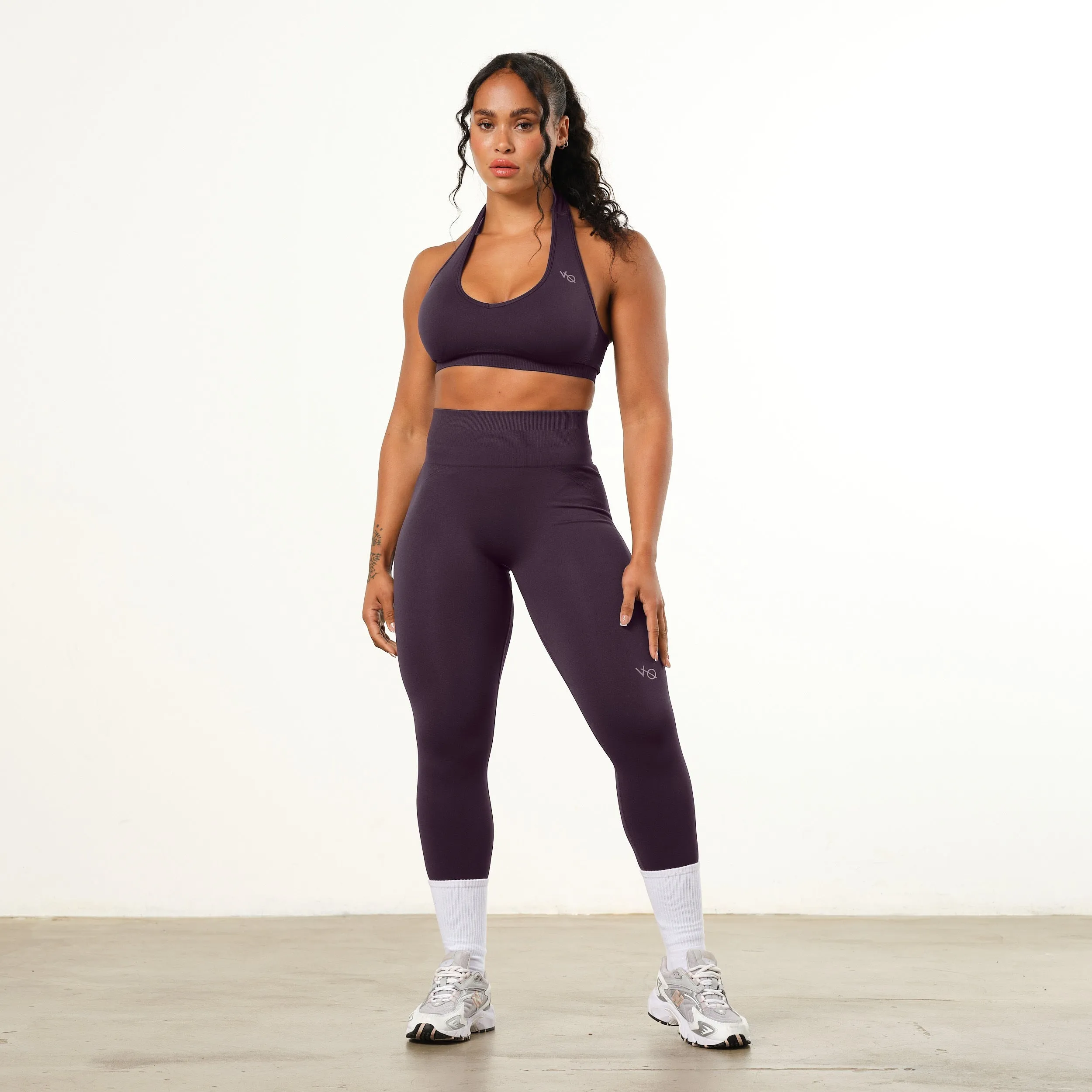 Vanquish Elevate Seamless Plum Halter Neck Bra Breathable Extra Padding Option