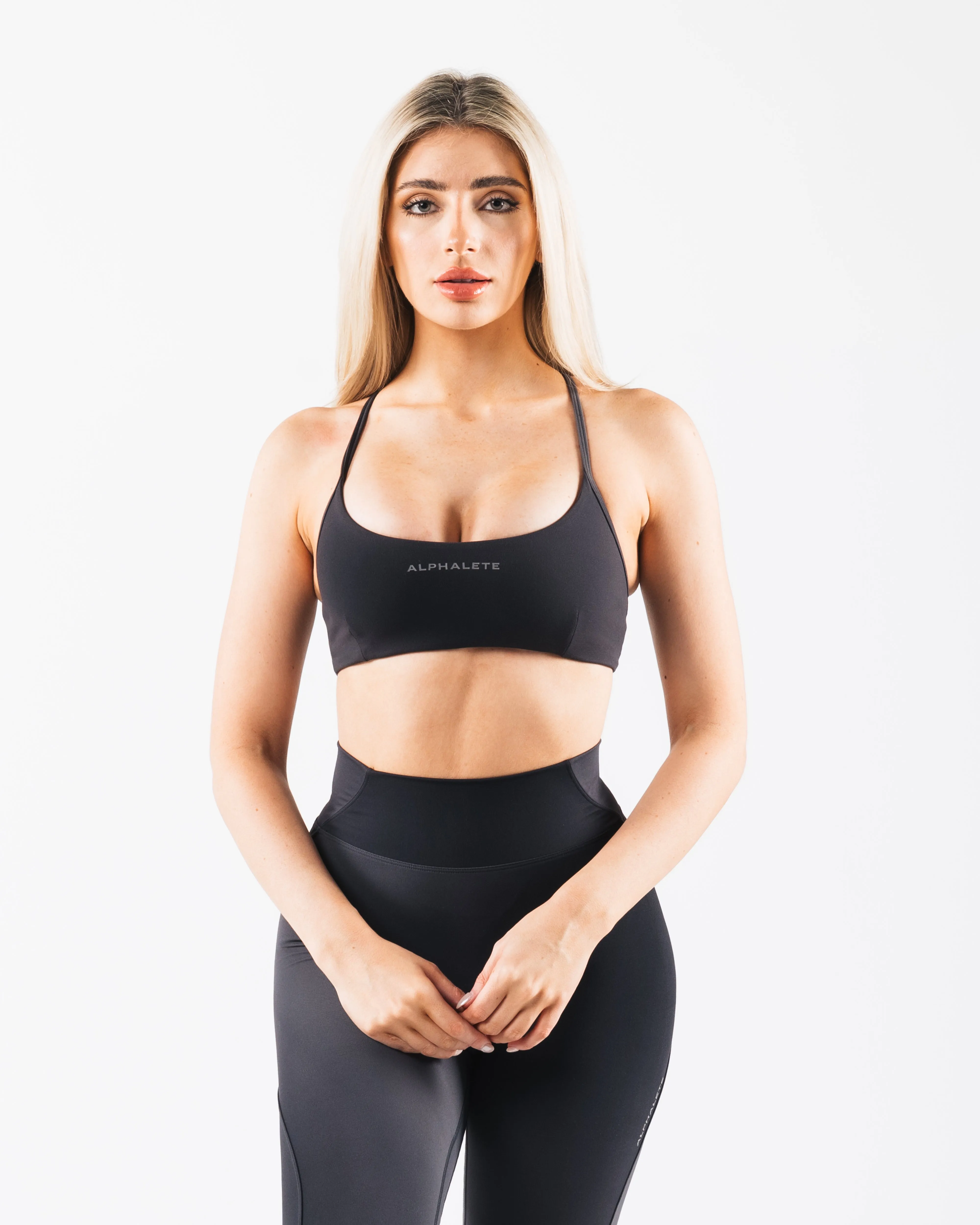 Simple workout outfit Aura 3 Strap Bra - Aura Storm Print