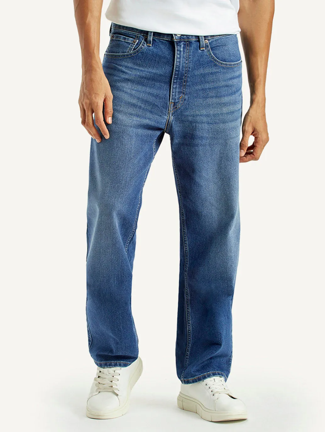 Men's 568 Indigo Loose Fit Mid Rise Jeans elastic waistband Street Approved