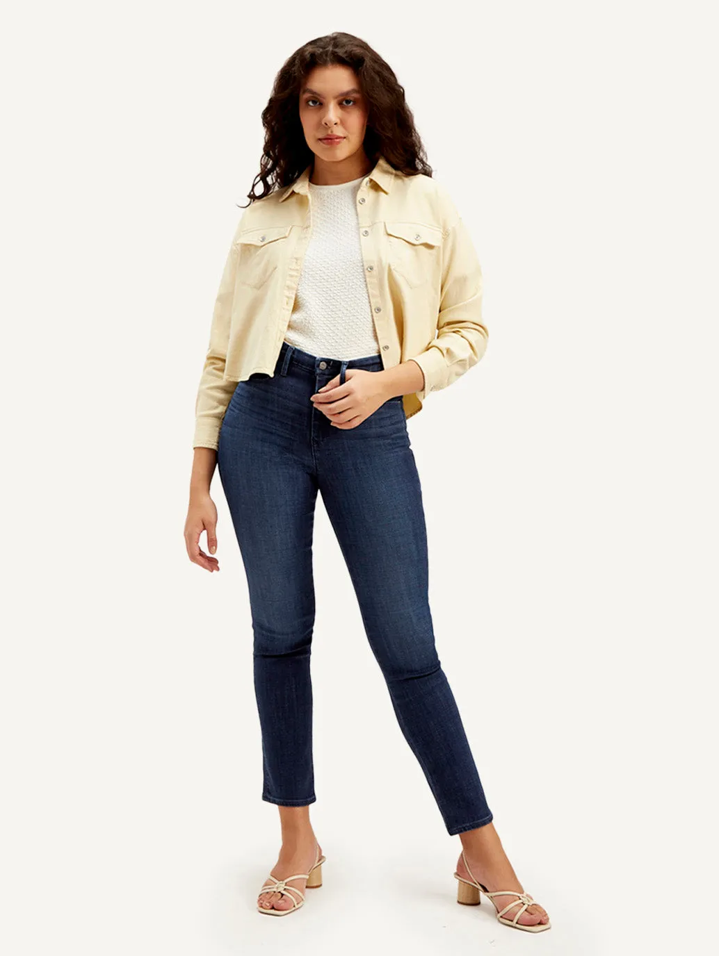 All Day Use Women's Redloop 724 Blue Straight Fit Mid Rise Jeans