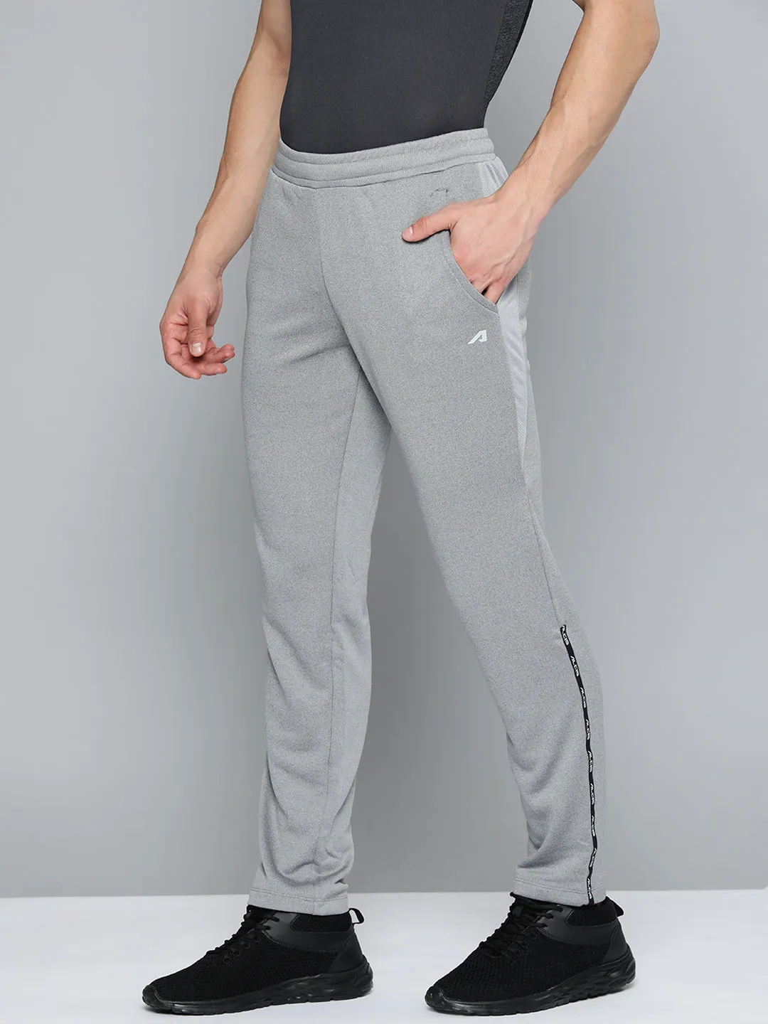 Alcis Men Grey Melange Solid Track Pants All Day Wear