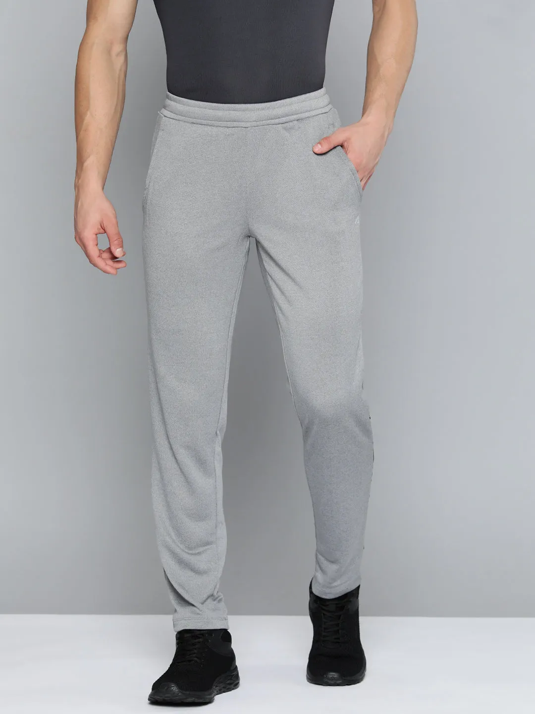Alcis Men Grey Melange Solid Track Pants Non Binding Cuffs No Gap Waistband