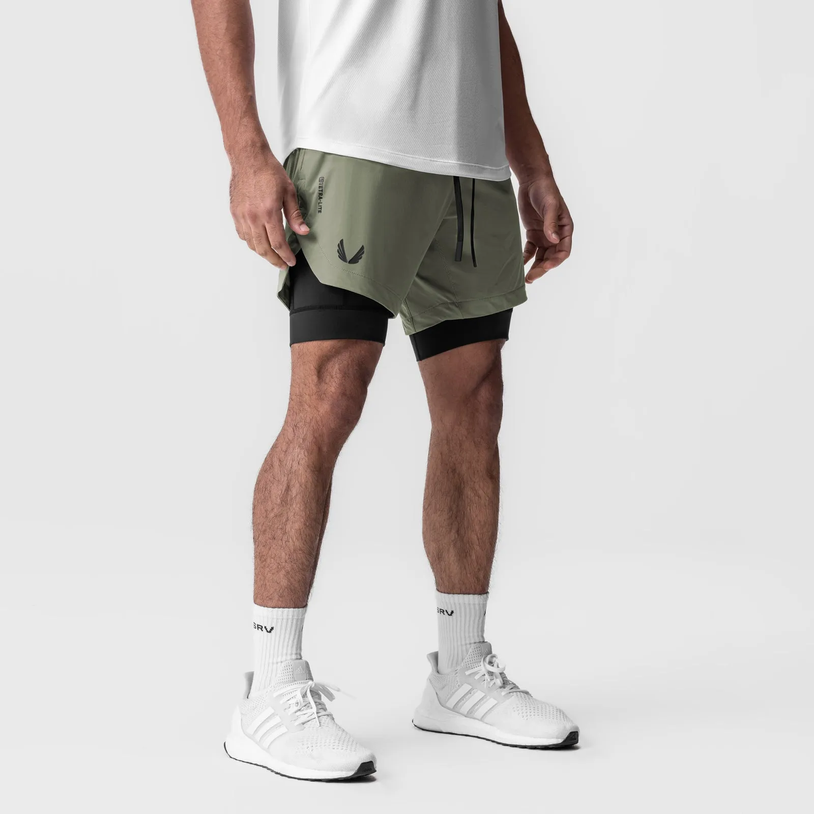 soccer uniform 0866. Tetra-Lite? 7" Liner Short - Sage "Wings"/Black