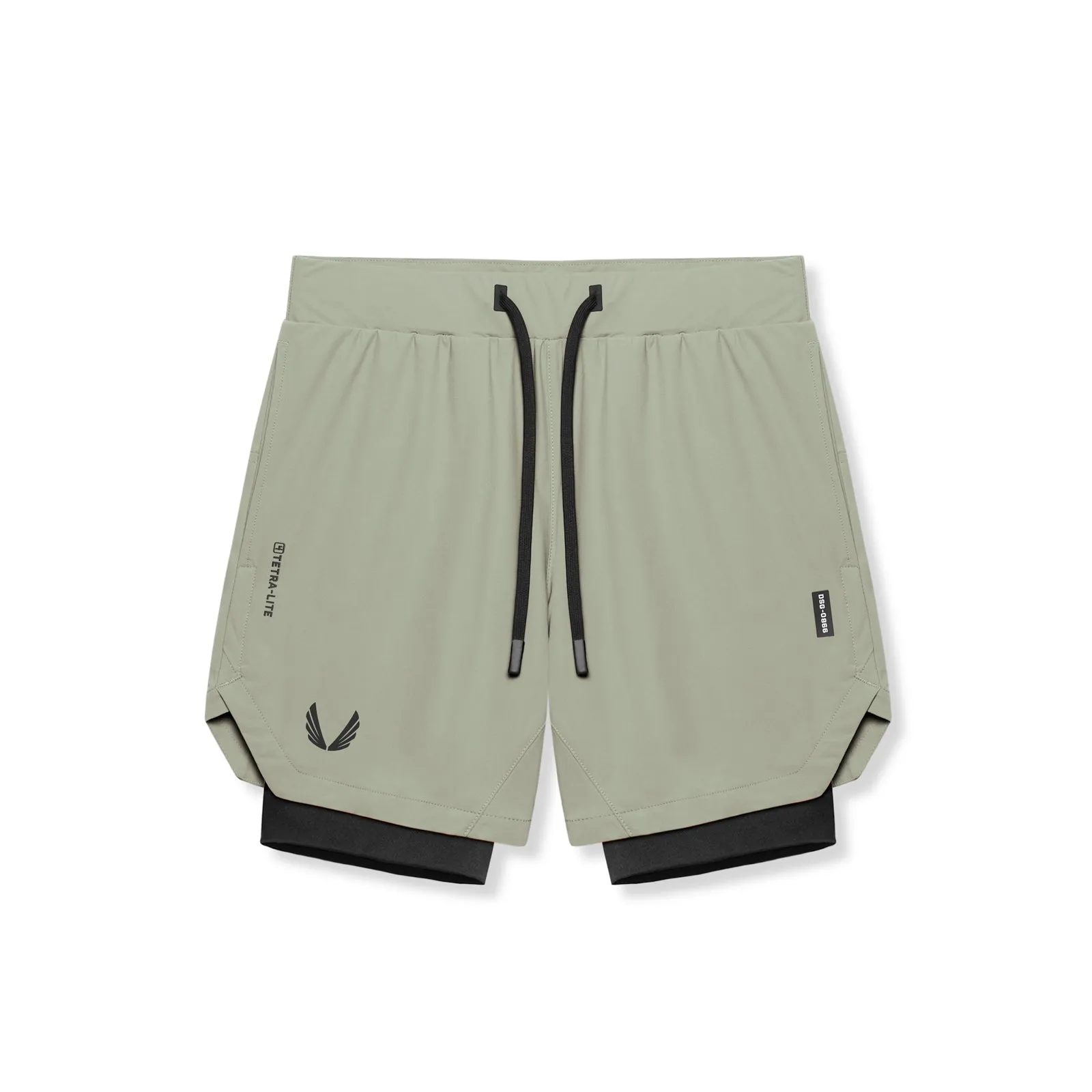Casual Days 0866. Tetra-Lite? 7" Liner Short - Sage "Wings"/Black