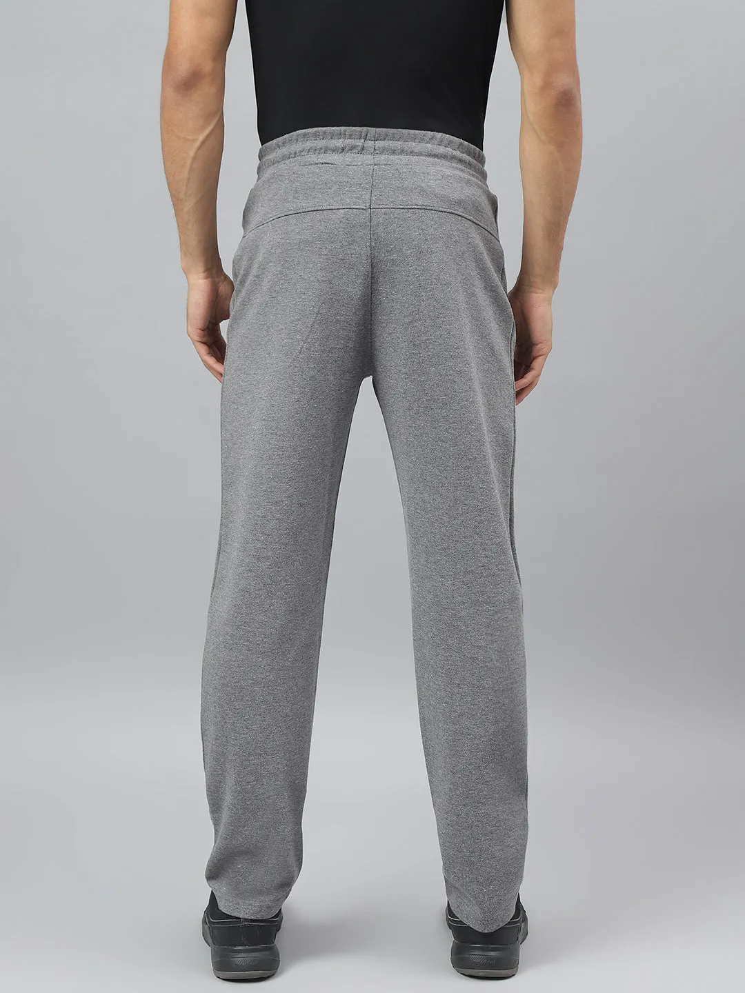 Eco Friendly Dye Process Modern Utility Alcis Men Medium Grey Melange Anti-Static Slim-Fit Training Track Pants