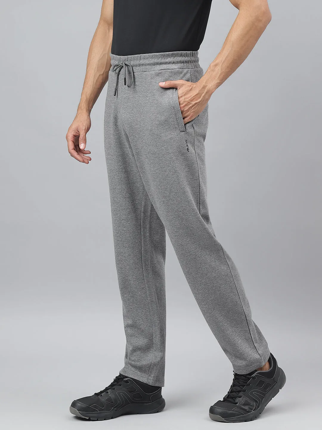 wrinkle free StretchFabric Alcis Men Medium Grey Melange Anti-Static Slim-Fit Training Track Pants