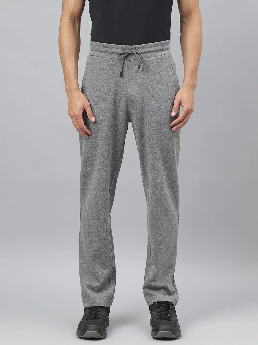 Odor Control Treatment Alcis Men Medium Grey Melange Anti-Static Slim-Fit Training Track Pants