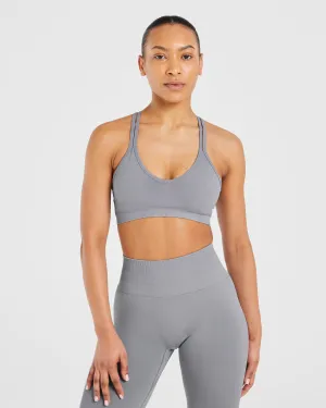 Power Seamless Sports Bra - Grey Breathable Structure