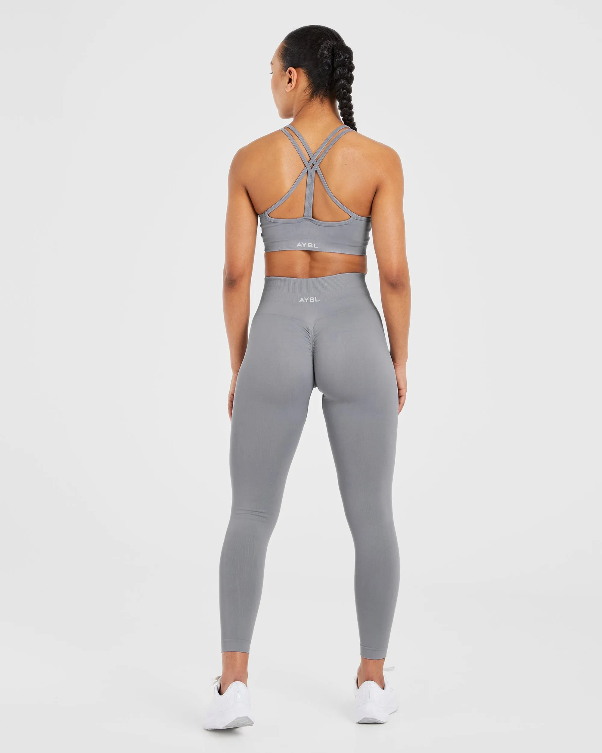 Power Seamless Sports Bra - Grey Lightweight Design Seamless Design