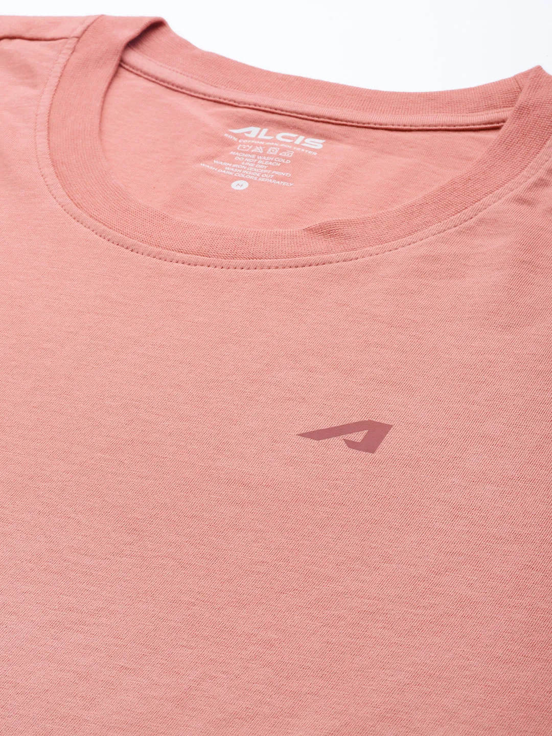 Alcis Men Dusty Pink Solid Slim Fit Gym T-shirt UVProtection Coating Myth Soul