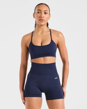 Hook-and-eye closure seams Anti-microbial Empower Seamless Sports Bra - Navy