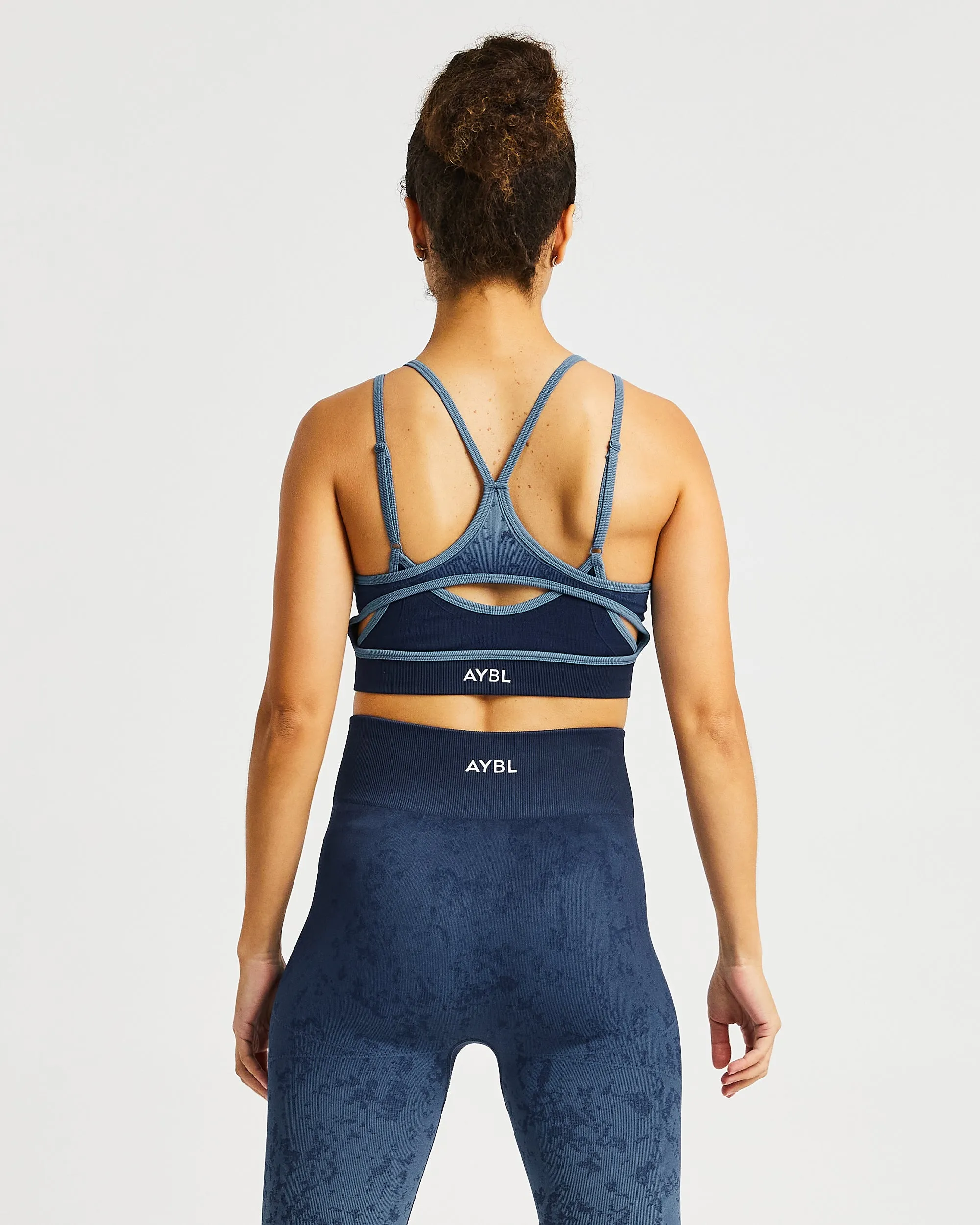 Half-sleeved Orange sports apparel Flare Seamless Sports Bra - Blue