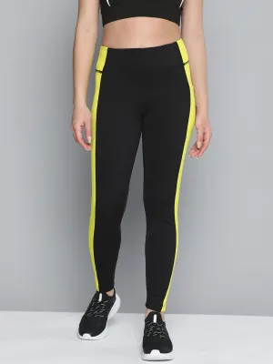 Alcis Women Black Yellow Colorblocked Sports Tights Luxury Choice Durable Stitch Luxury Choice Mountain Hike