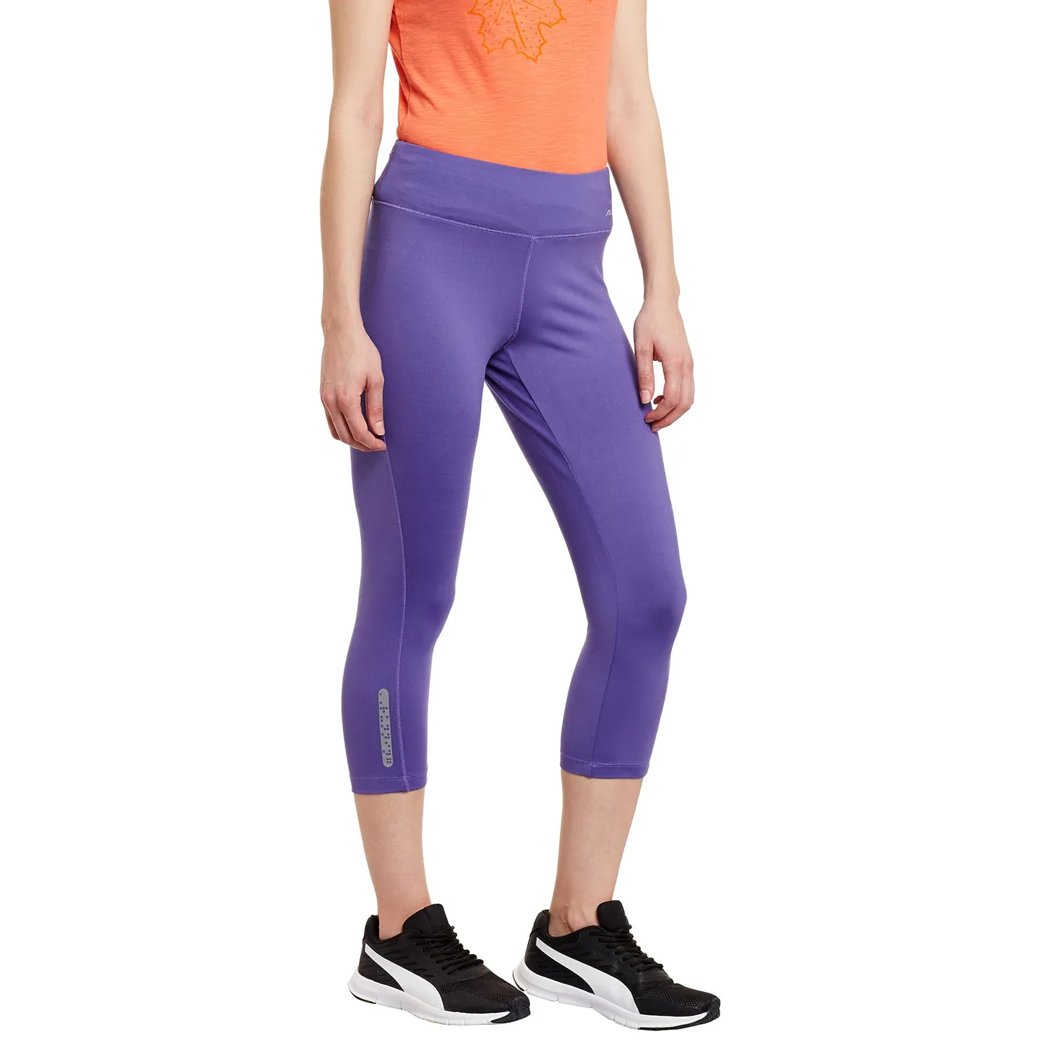 Alcis Women Solid Purple Tights Rib Knit Mountain Hike Classic Style