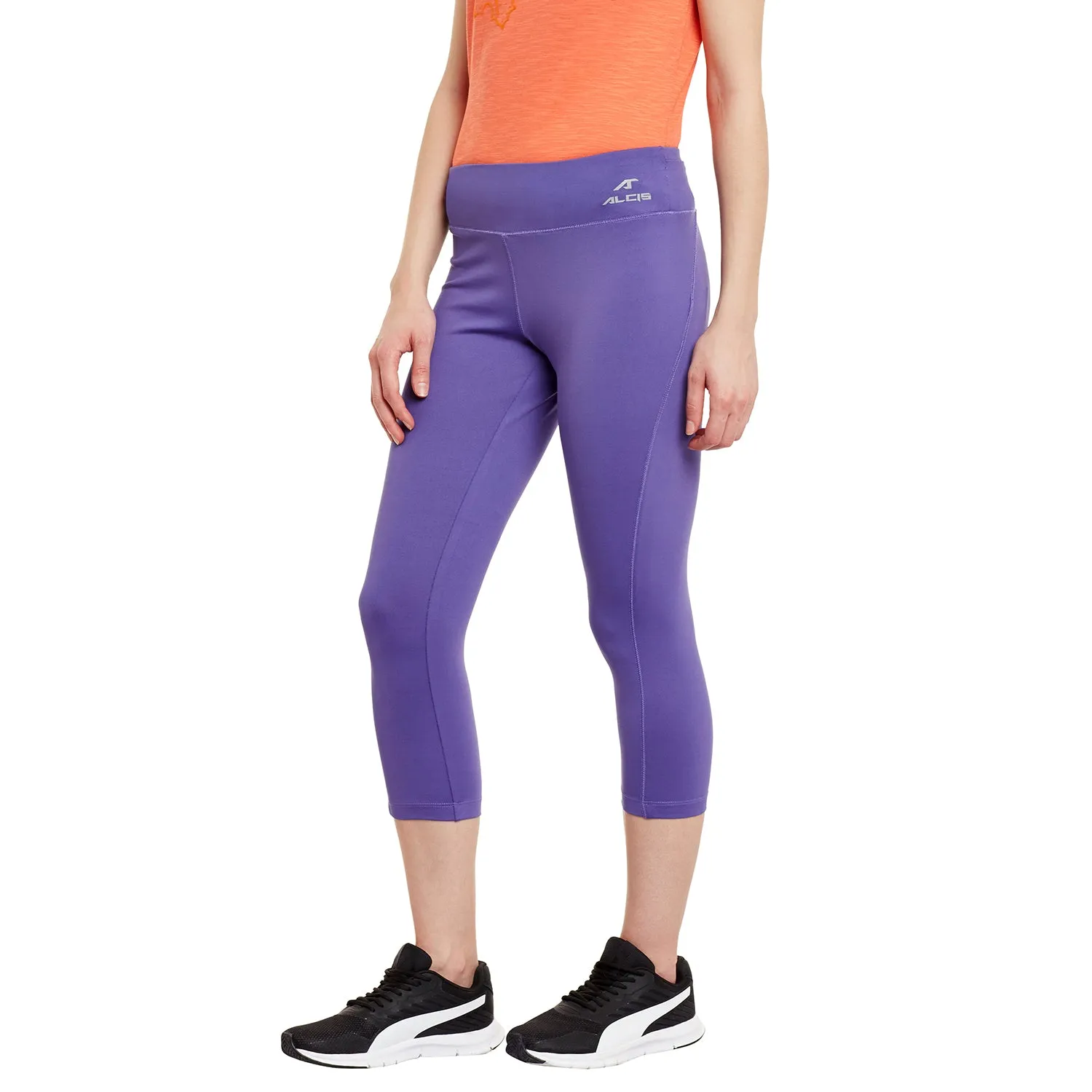 Petite Size City Walk Alcis Women Solid Purple Tights