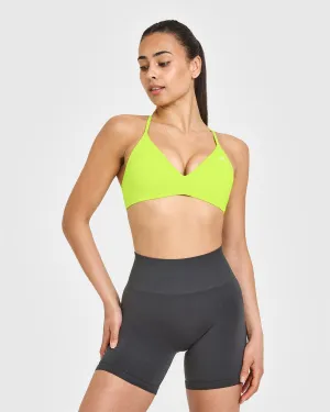 EasyLift? Ultra Minimal V Neck Bralette | Charged Lime Green Trusted Dance studio students Eco Friendly Textile