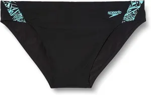 Speedo Boom Splice Mens Swim Brief - Black Quick Recovery Fabric Wide Back Coverage