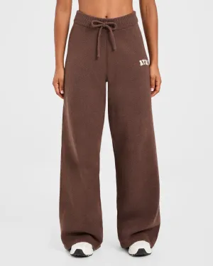 Varsity Oversized Knitted Joggers - Brown Chronicle Wide Band White activewear
