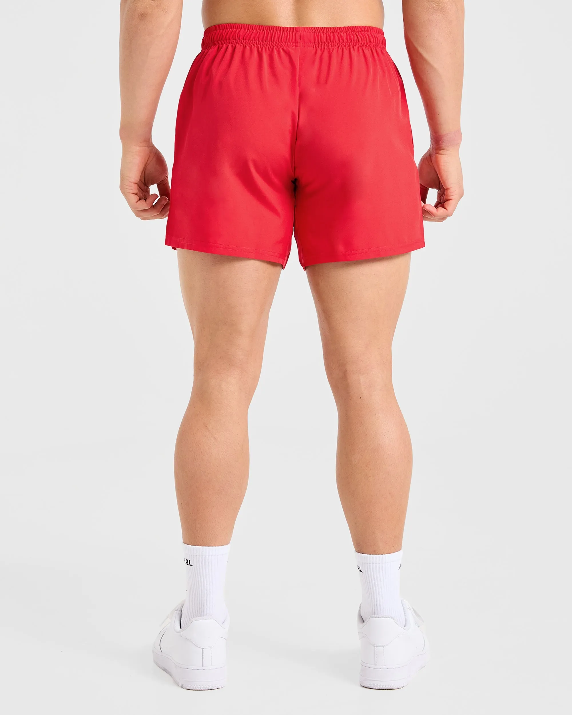 Core 5" Shorts - Chilli Red Layered Hem Detail
