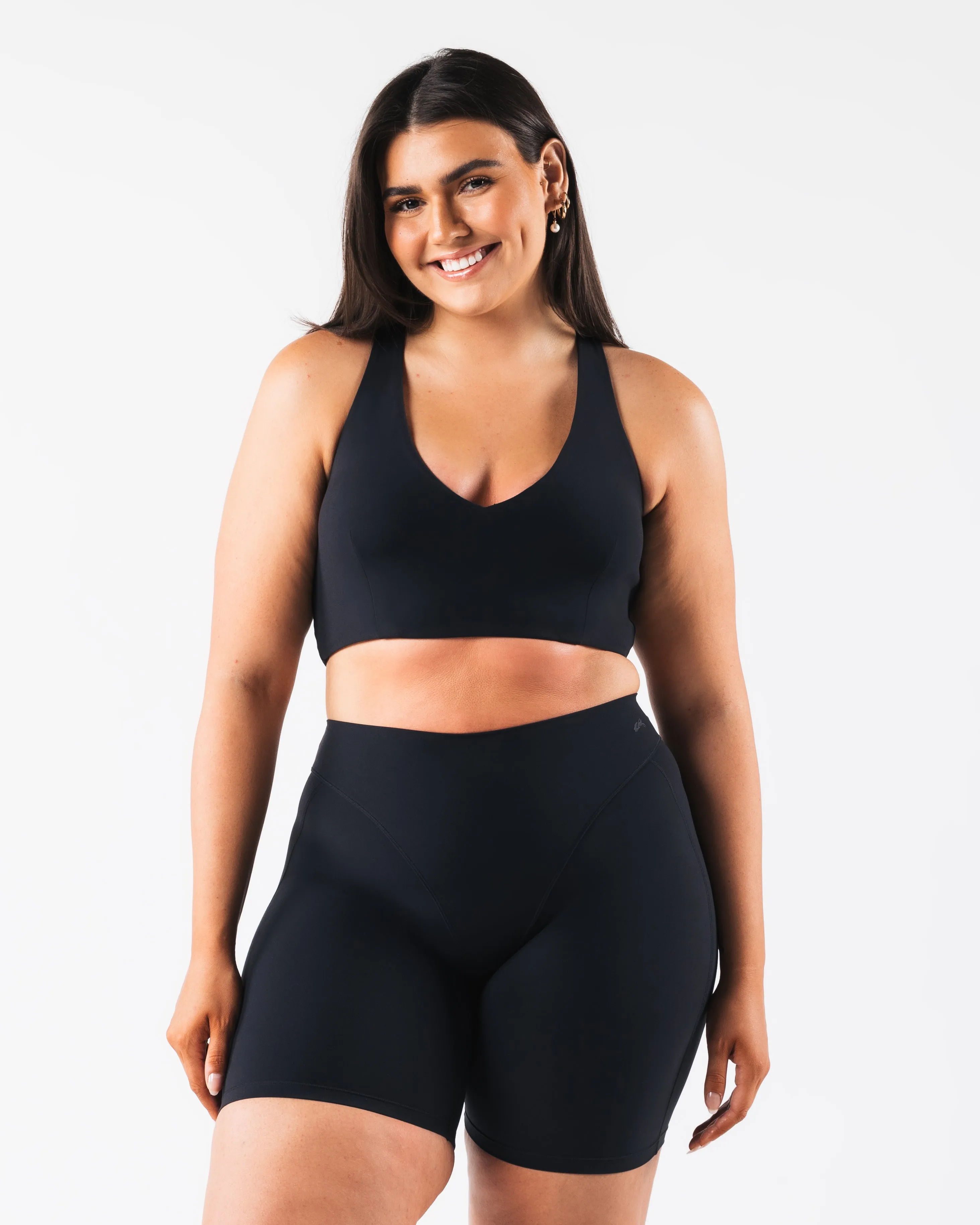 Deep V Cady Bra - Black Heat-sealed seams