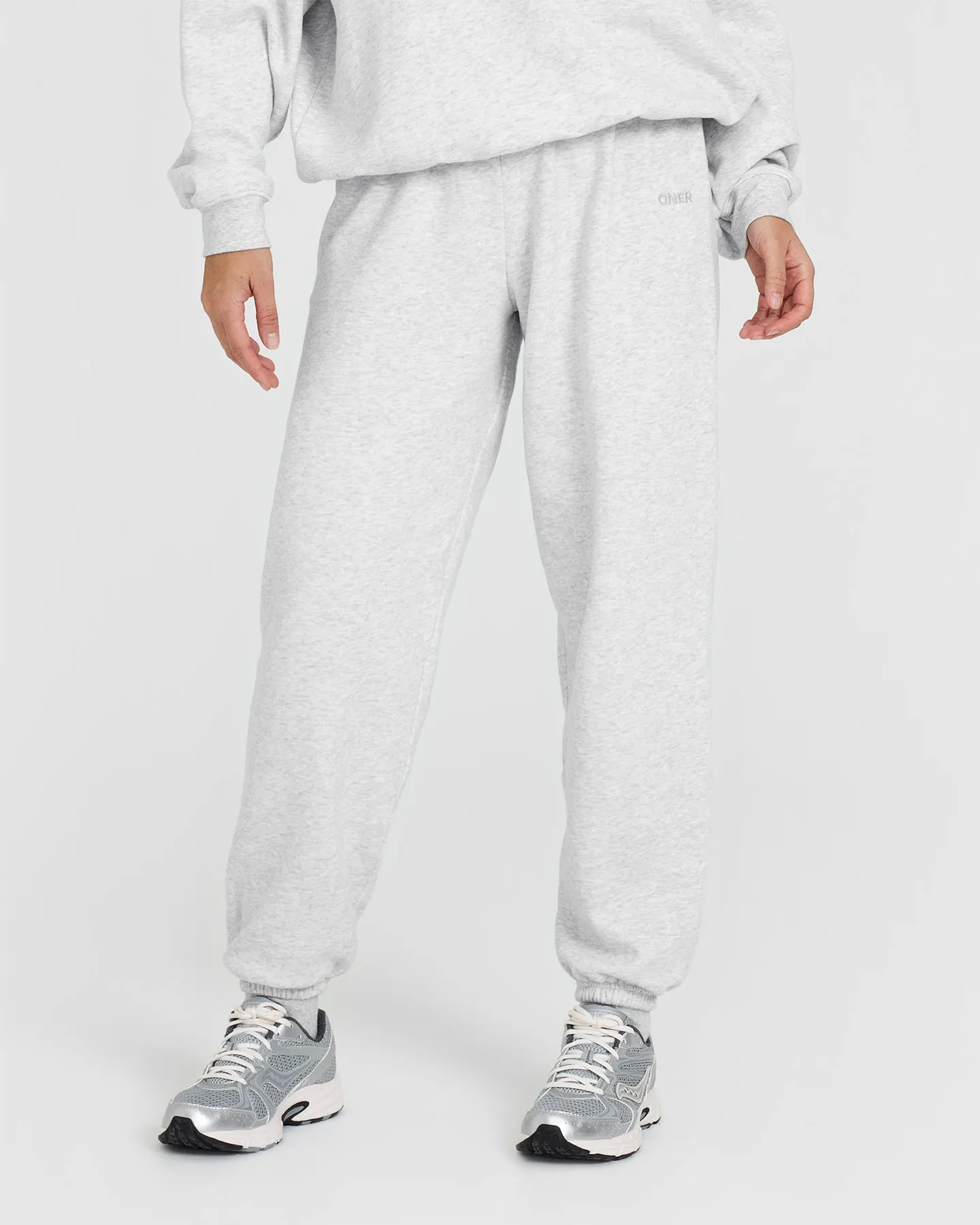Mid Weight Joggers | Light Grey Marl Stretchable Waistline Freedom Motion Wardrobe Essential