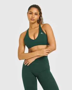 High Impact Support Unified Micro Bralette White Logo | Racing Green variety