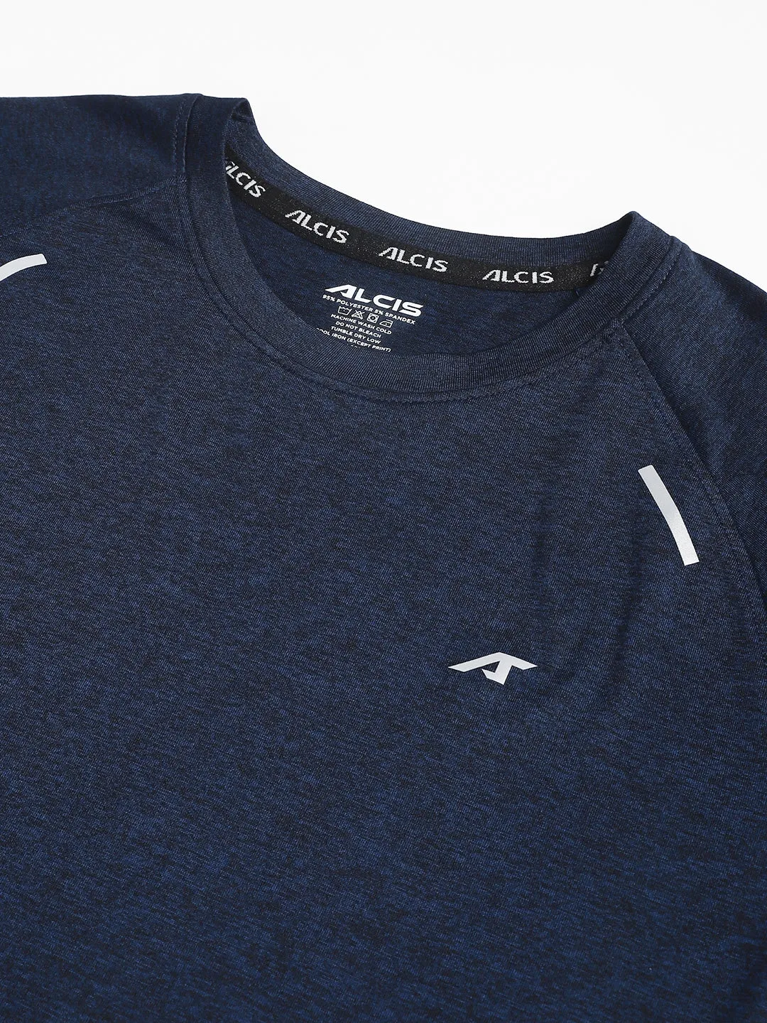 Alcis Men Navy & Black Soft-Tech Anti-Static Slim-Fit Athleisure T-Shirt AntiPillingTechnology