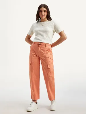 Affordable Durable Women's 94 Orange Baggy Fit Mid Rise Jeans