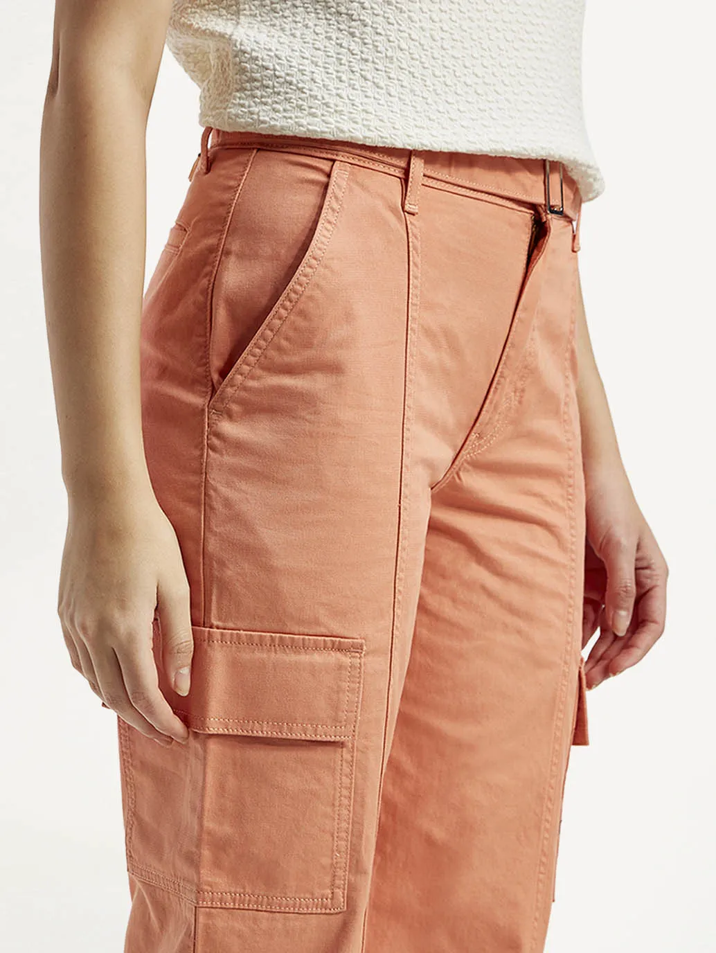 Women's 94 Orange Baggy Fit Mid Rise Jeans Soft Touch