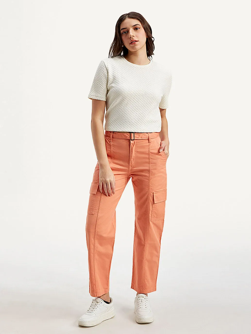 Road Trip Casual Friday Home Comfort Women's 94 Orange Baggy Fit Mid Rise Jeans