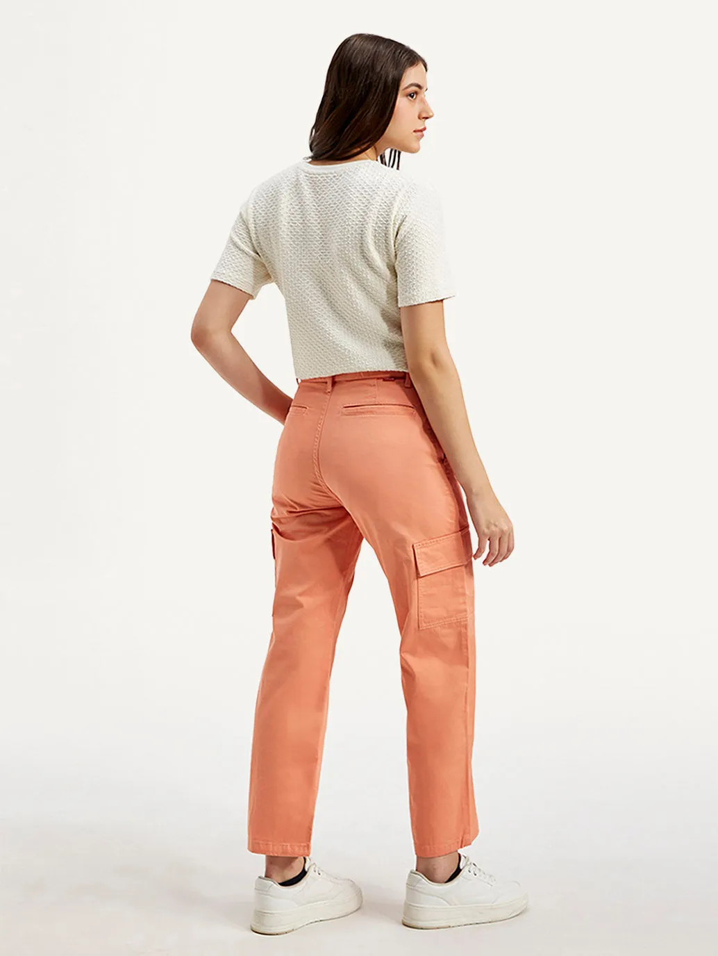 Women's 94 Orange Baggy Fit Mid Rise Jeans Everyday Motion Daily Wear Breathable Classic