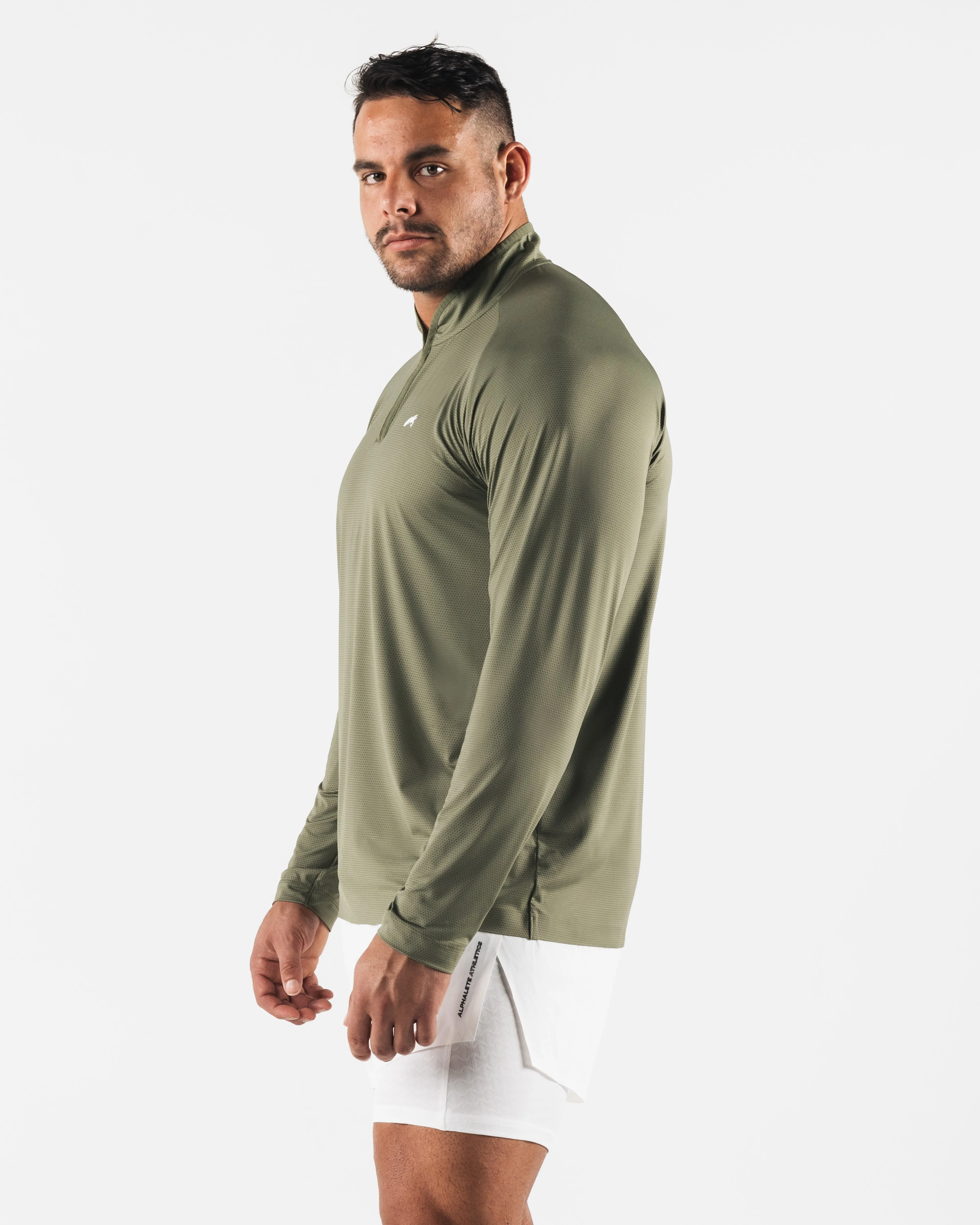 Racer Quarter Zip - Reseda Reinforced Buttonholes