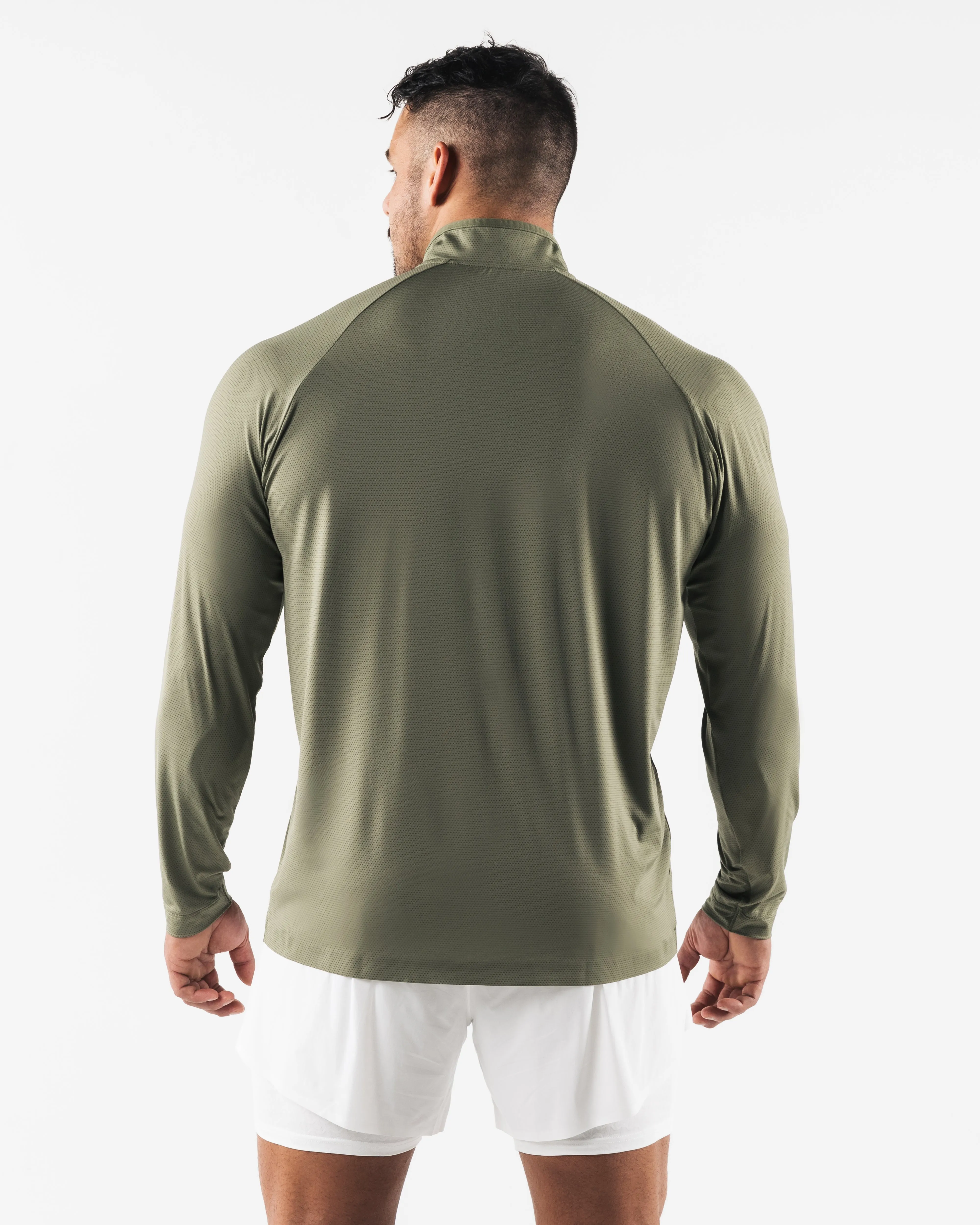 Racer Quarter Zip - Reseda jewelry Breathable Pique Knit