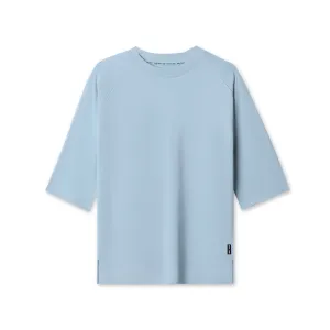 1086. Supima? 3/4-Sleeve Oversized Tee - Light Sky Sublimation Printed Collar