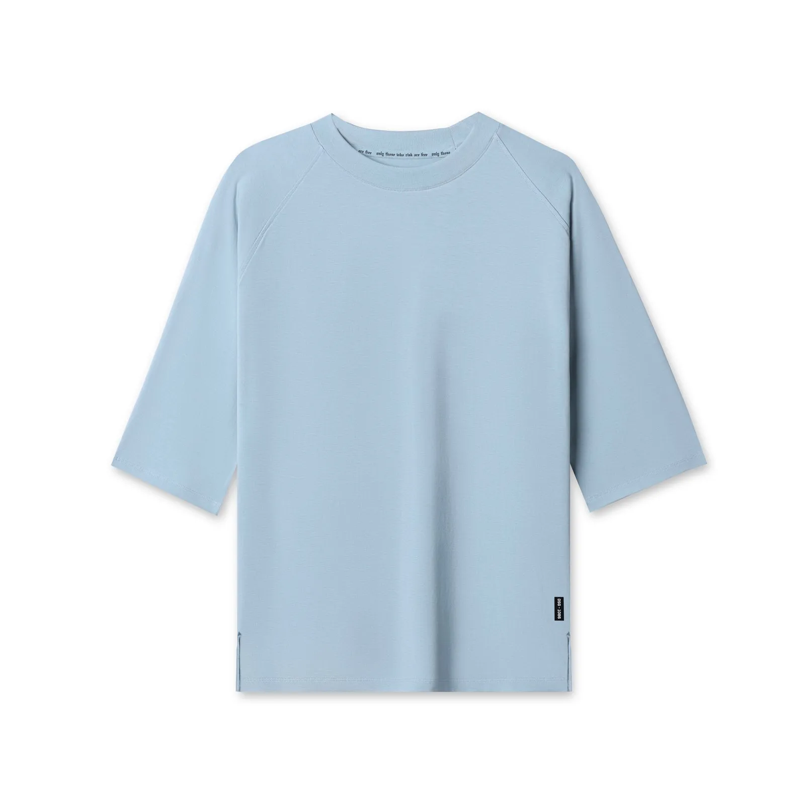 1086. Supima? 3/4-Sleeve Oversized Tee - Light Sky Sublimation Printed Collar