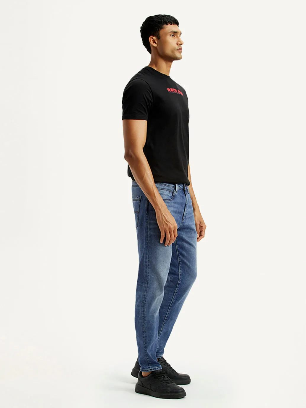 Men's Redloop 512 Dark Indigo Slim Tapered Fit Mid Rise Jeans Daily Favorite Loose Modern Minimalist