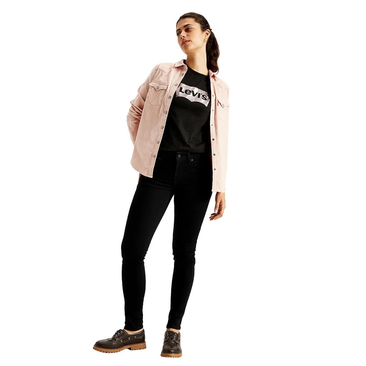 Stretch Fit Denim Women's 711 Black Skinny Fit Mid Rise Jeans