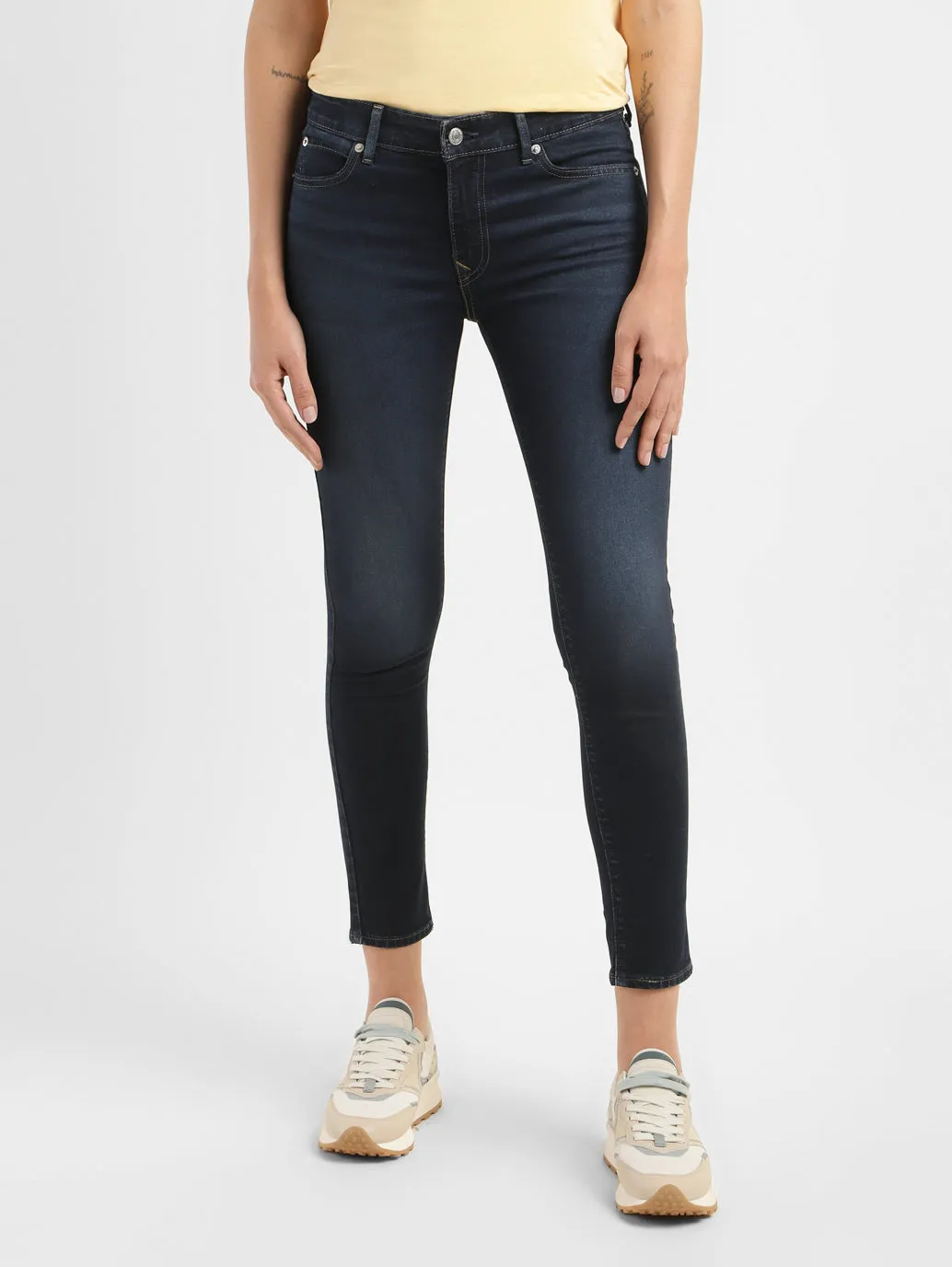 Women's 711 Blue Skinny Fit Mid Rise Jeans Night Out City Walk Minimalist Office Wear Trendy Home Comfort