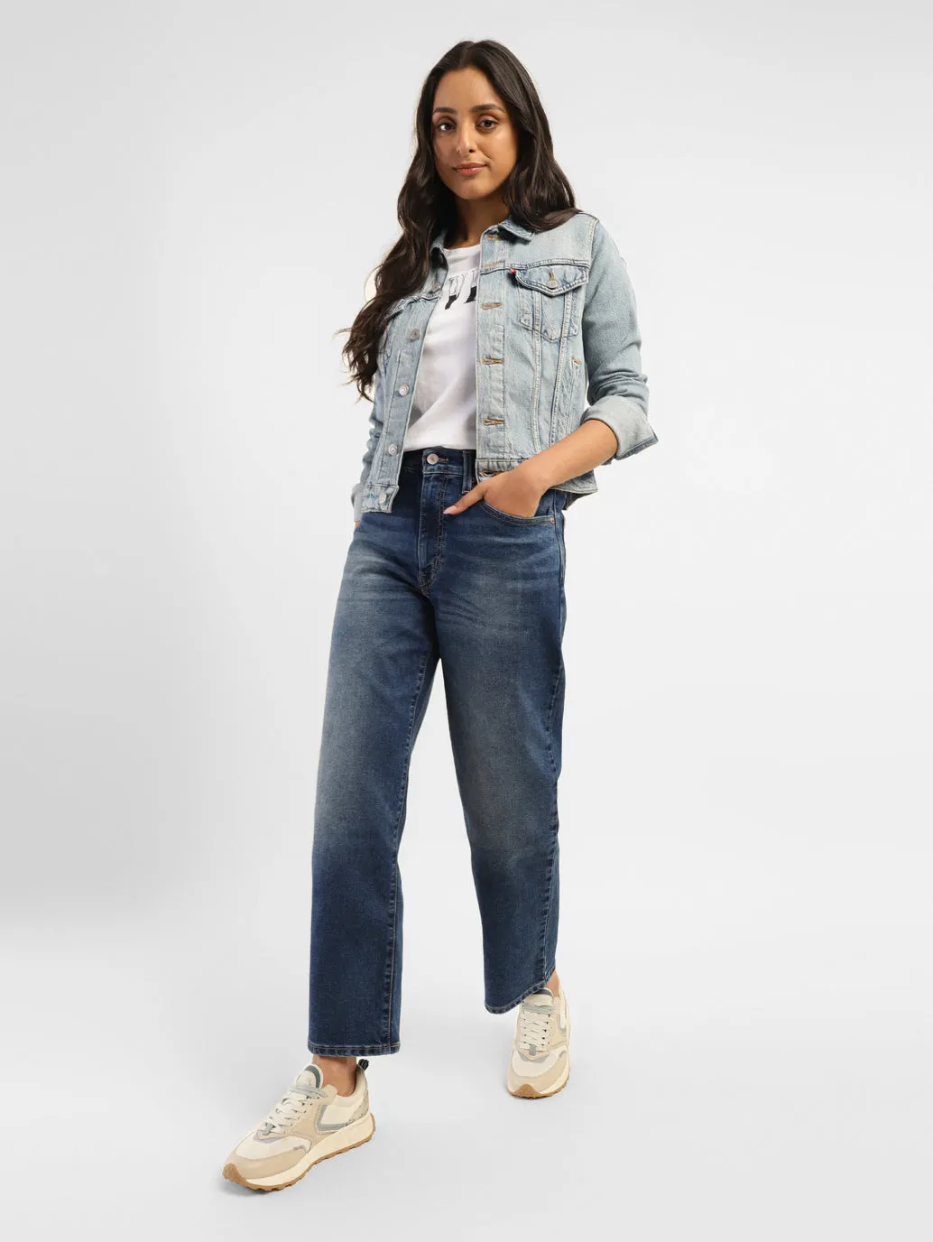 Women's 94 Blue Baggy Fit High Rise Jeans Street Style