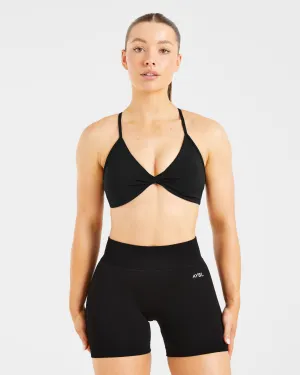 Essential Twist Crossback Sports Bra - Black Modern fitness gear