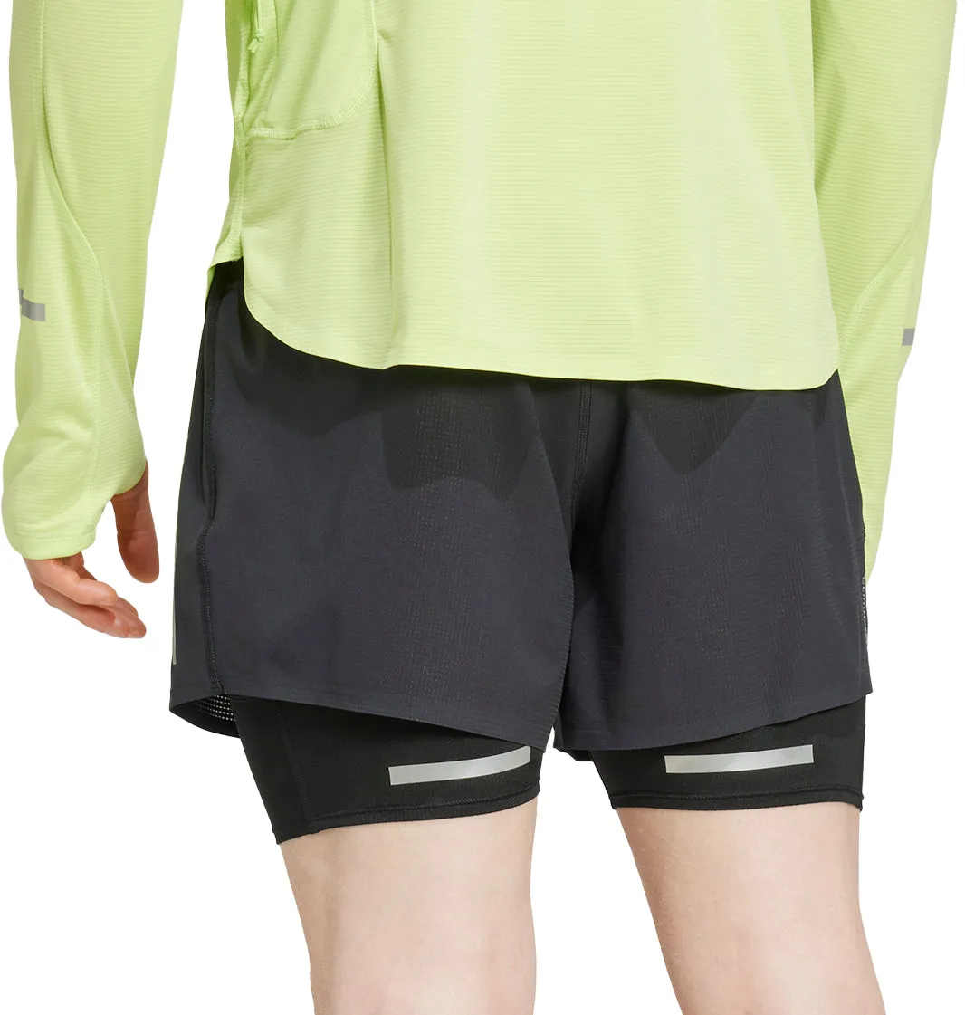 skiing outfit Eco Friendly Material adidas Ultimate Reflective 2 In 1 Mens Running Shorts - Black