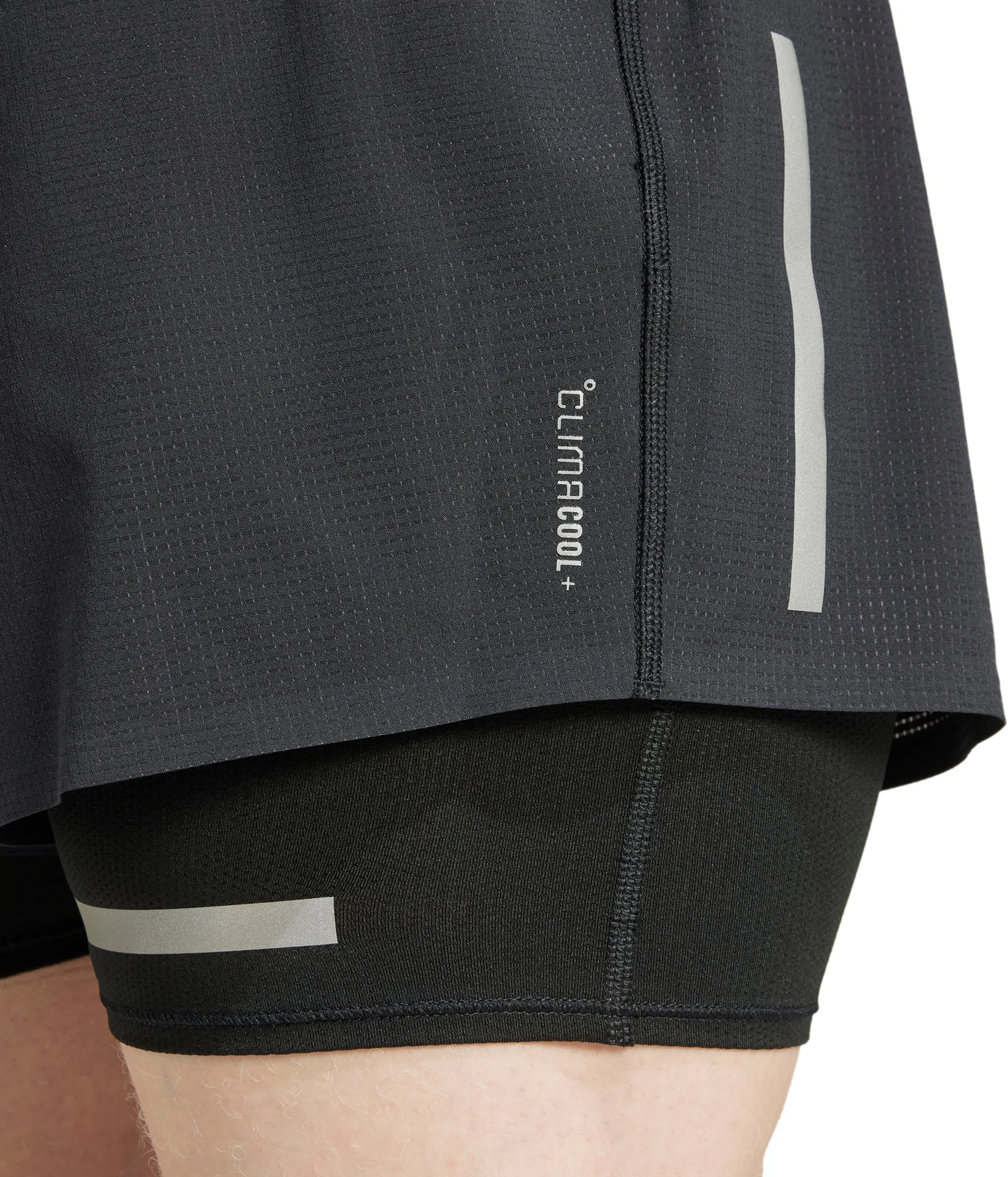 Designer Style Stretch Fabric adidas Ultimate Reflective 2 In 1 Mens Running Shorts - Black