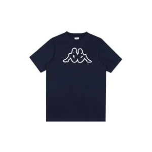 Logo Korpo Cromen T-Shirt - Blue Marine White sequined details V neck