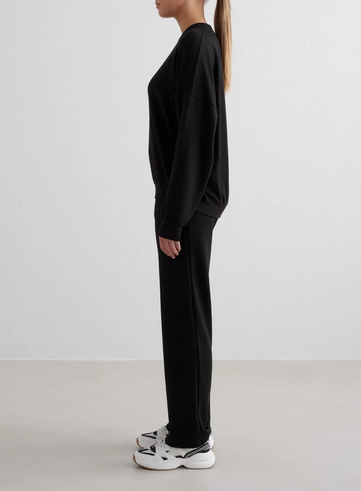 Black Comfy Modal Wide Pants Movement Ease
