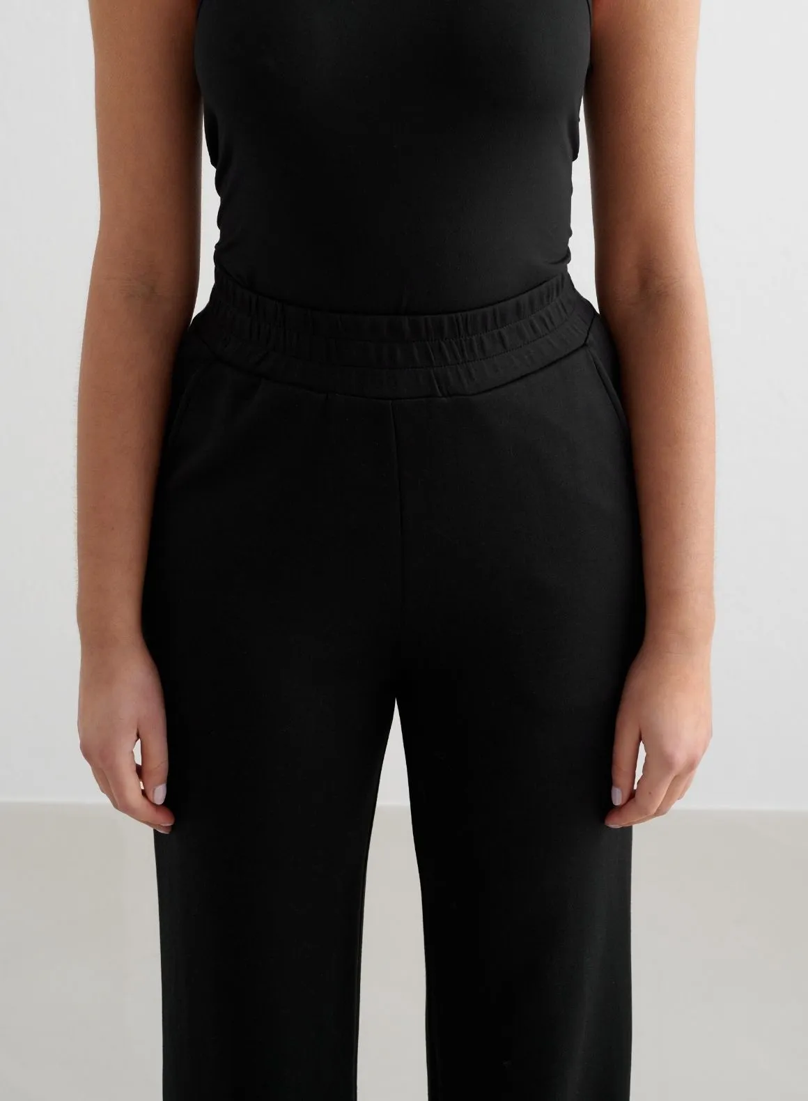 FlexibleMobility Black Comfy Modal Wide Pants