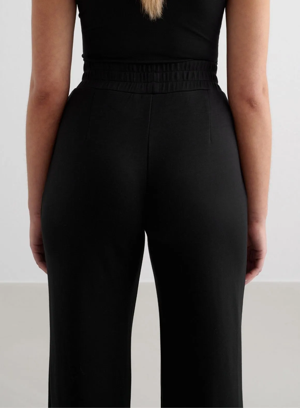 Black Comfy Modal Wide Pants SecureZipperClosures FlexFoamPadding