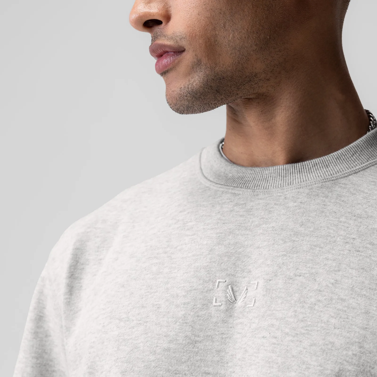 Striped Pattern 1026. Herringbone Terry Oversized Cinch Tee - Heather Grey