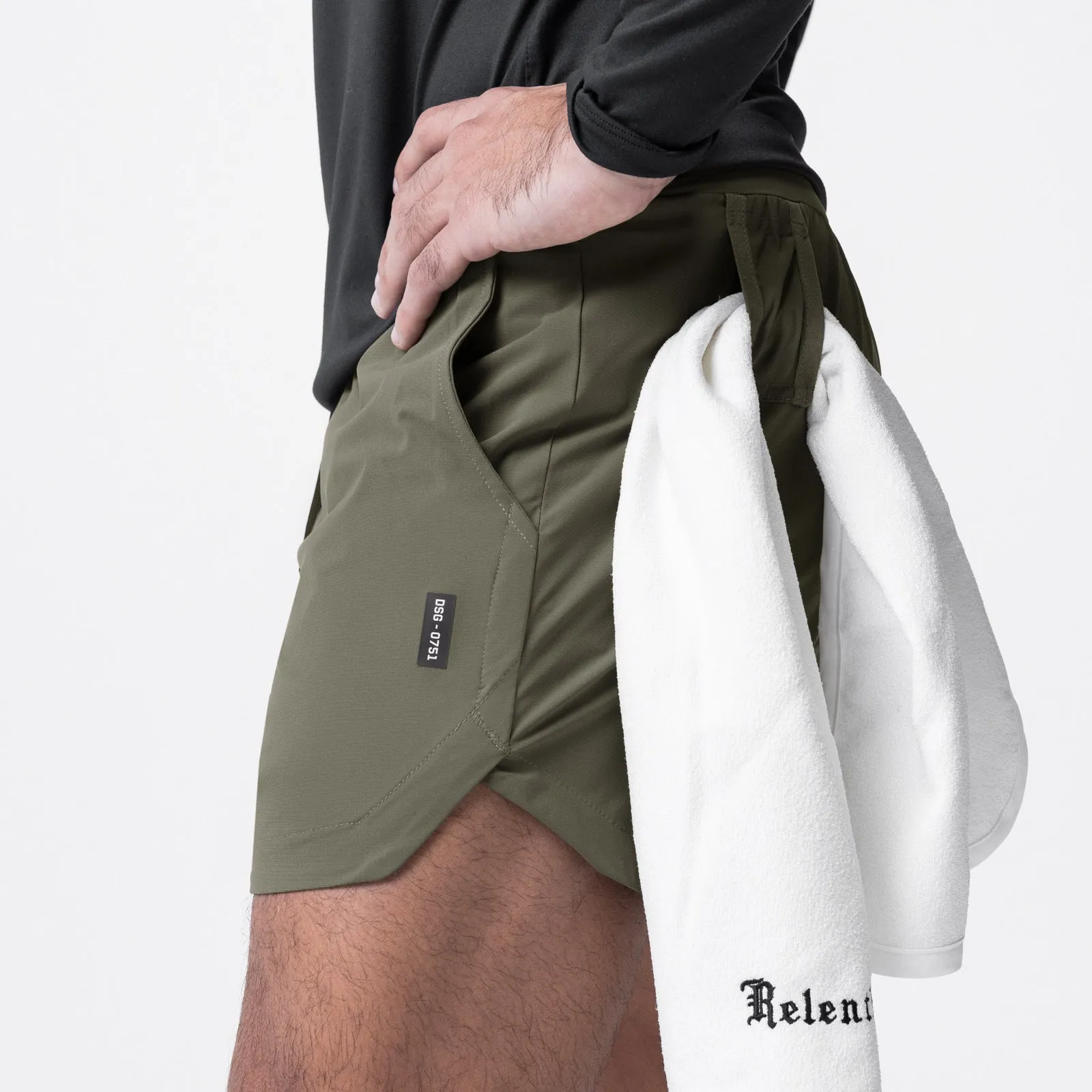 0751. Tetra-Lite? 5" Linerless Short - Olive "Wings" Quick Pocket Access
