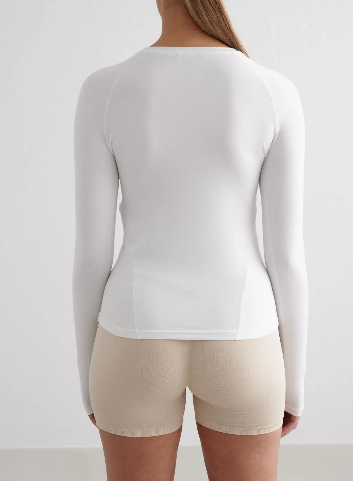 Photo shopping White Soft Basic Long Sleeve